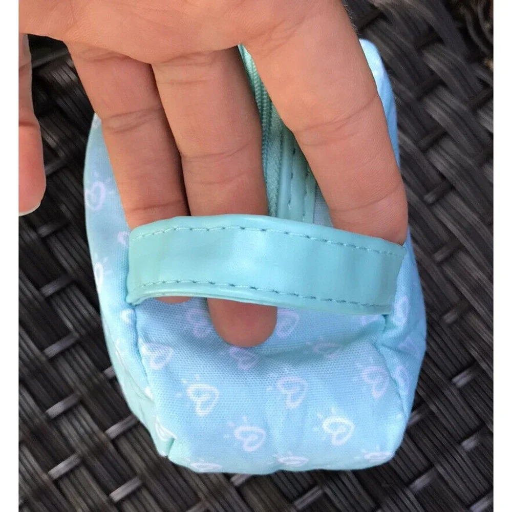 New Pampers Zipper Travel Pouch Teal Holds Diapers Wipes Zip Up Small Bag Hearts